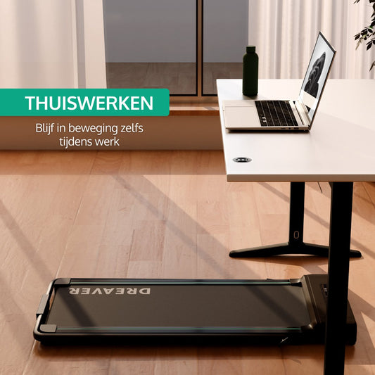 Dreaver 2-in-1 Loopband Inklapbaar 1-10km/u - Inclusief Beschermmat & E-book - Hardloopband - Treadmill - Wandelband - Walking pad - Voor Thuis - Elektrisch - Opvouwbaar