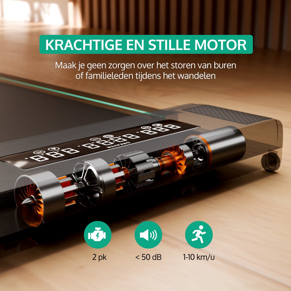 Dreaver 2-in-1 Loopband Inklapbaar 1-10km/u - Inclusief Beschermmat & E-book - Hardloopband - Treadmill - Wandelband - Walking pad - Voor Thuis - Elektrisch - Opvouwbaar