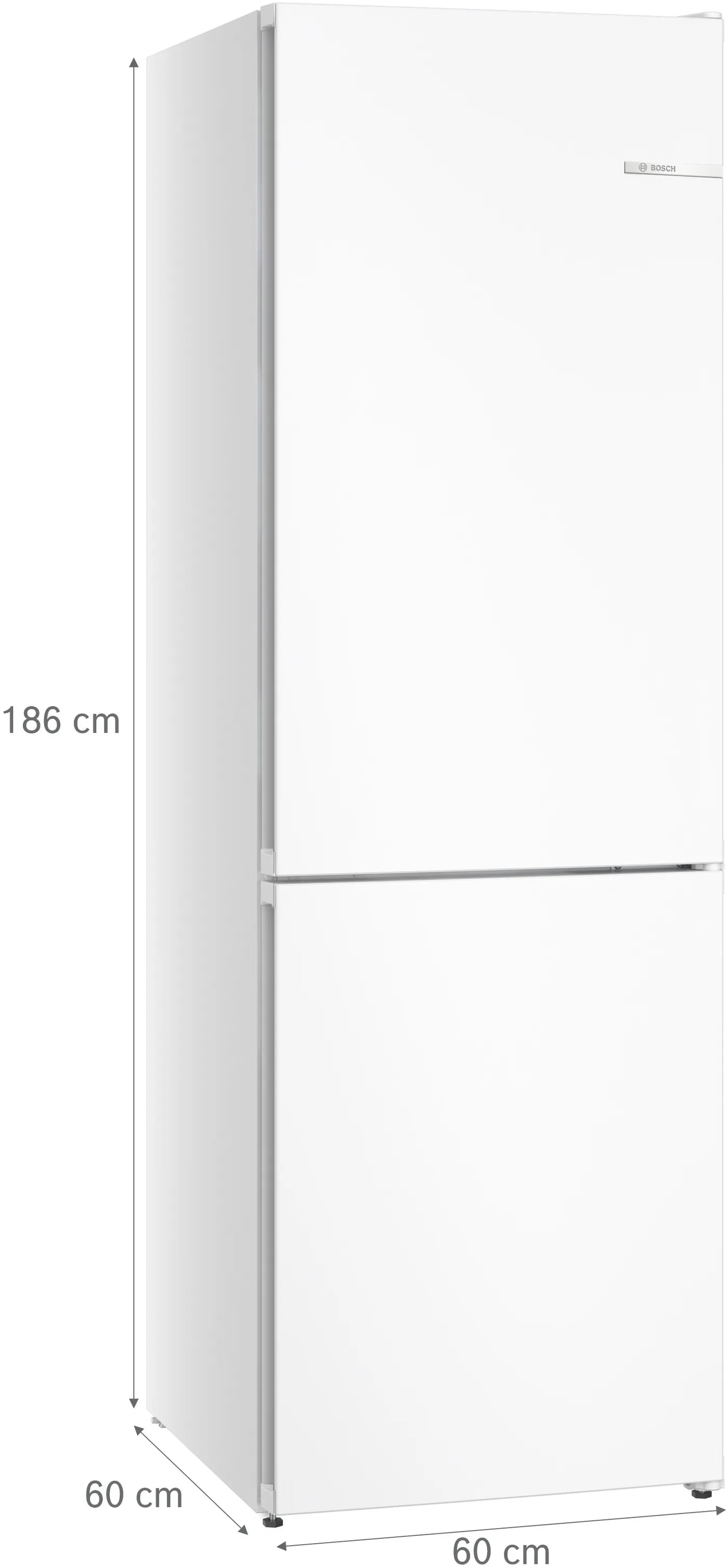 Serie 4 Vrijstaande koelkast met vriesvak onderaan 186 x 60 cm Wit, Total No Frost
