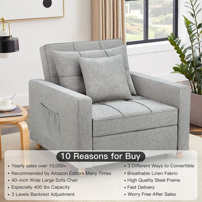 🔥40 inch 3-in-1 converteerbare stoelbed, slaapbank