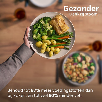 Philips 5000 Series Dual Basket Airfryer - NA551/00 - Stoomfunctie - Dubbele Mand - 9L - Tot 6 Personen