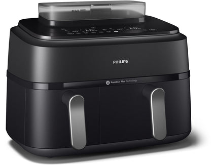 Philips 5000 Series Dual Basket Airfryer - NA551/00 - Stoomfunctie - Dubbele Mand - 9L - Tot 6 Personen