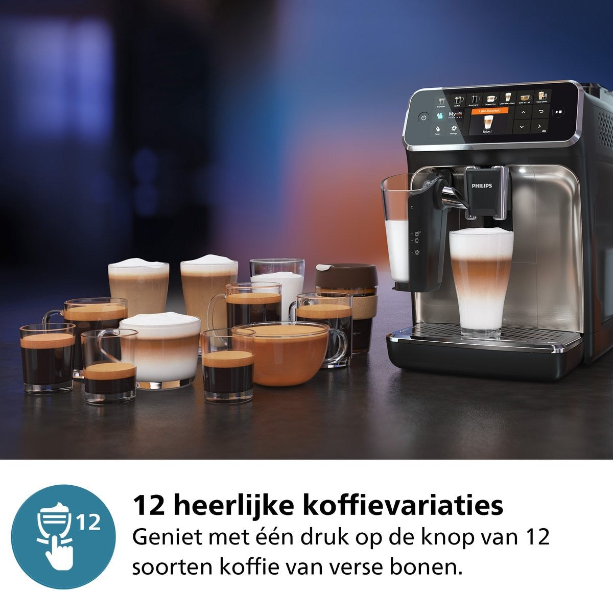 Philips 5400 Series - Volautomatische Espressomachine - LatteGo Melksysteem - 12 Soorten Koffie + Heet Water - Zwart - + AquaClean Filter - EP5447/90