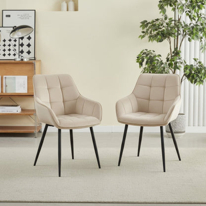 Colenis® - Oriana Eetkamerstoel - Set Van 4 - Beige - Fluweel - Velvet - Industrieel