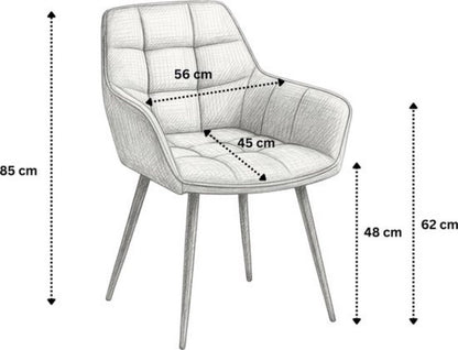 Colenis® - Oriana Eetkamerstoel - Set Van 4 - Beige - Fluweel - Velvet - Industrieel