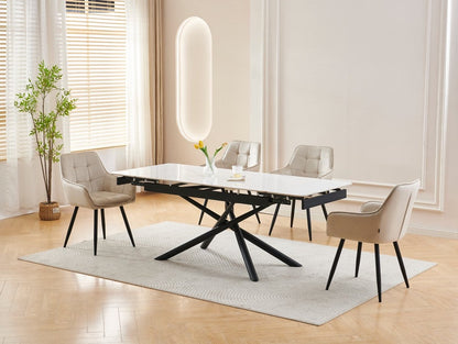 Colenis® - Oriana Eetkamerstoel - Set Van 4 - Beige - Fluweel - Velvet - Industrieel