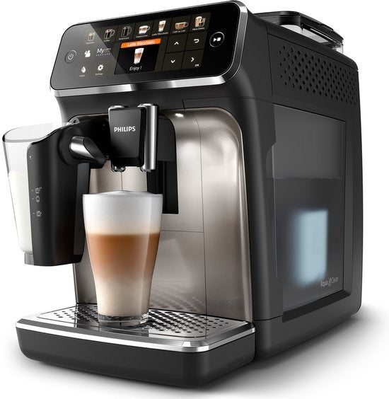 Philips 5400 Series - Volautomatische Espressomachine - LatteGo Melksysteem - 12 Soorten Koffie + Heet Water - Zwart - + AquaClean Filter - EP5447/90