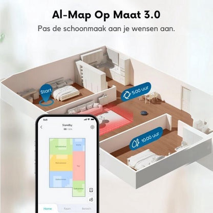 eufy Clean X10 Pro Omni Robotstofzuiger met dweil - Robot Vacuum 8000 Pa zuigkracht, tapijt detectie AI-obstakel vermijding, wast en droogt de dweil, automatisch legen en vullen