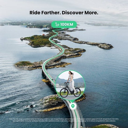 Touroll J1 ST 27,5 inch Trekking Bike met 250W Motor, 36V 15.6Ah Batterij, Max 100km Bereik, 1.8" LCD Display Shimano 7-Speed Schijfrem - Zwart